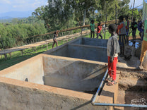 Three cement fermentation tanks at Gure Dako site in Agaro, Ethiopia.