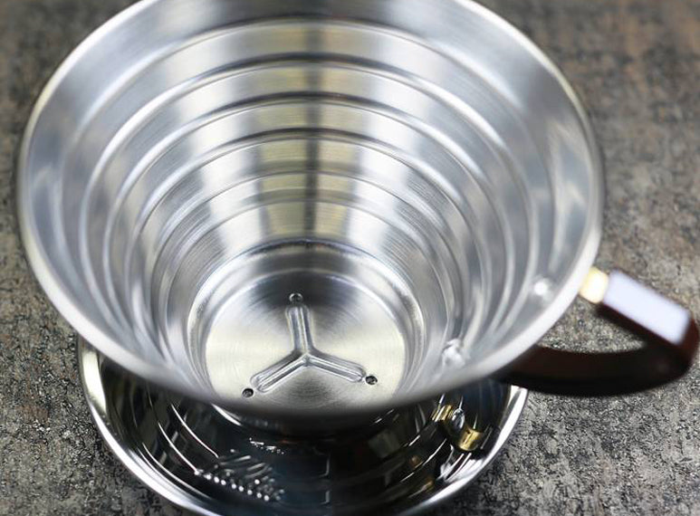 Top view of the Large Wave 185 Stainless Steel Dripper by Kalita