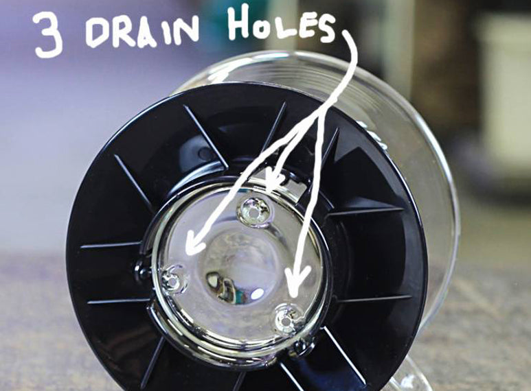 There are three drain holes in the base of the Wave Glass Dripper by Kalita