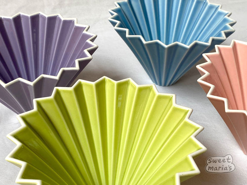 The Origami Ceramic Coffee Dripper, Size Medium, can use Hario V60 or Kalita Wave type filters