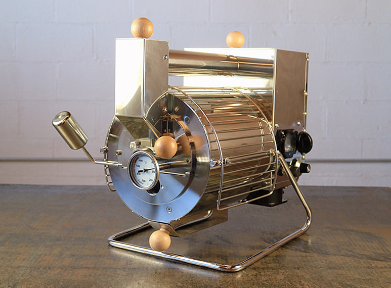 Angled front view of the Quest M3s electric coffee roaster