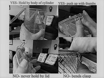Behmor advice on how to hold and open your roaster's cylindrical drum.