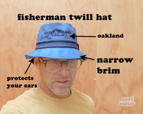 These bucket hats are all cotton and lined on the inside