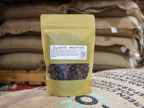 Our cascara comes in a small pouch bag with clear window.