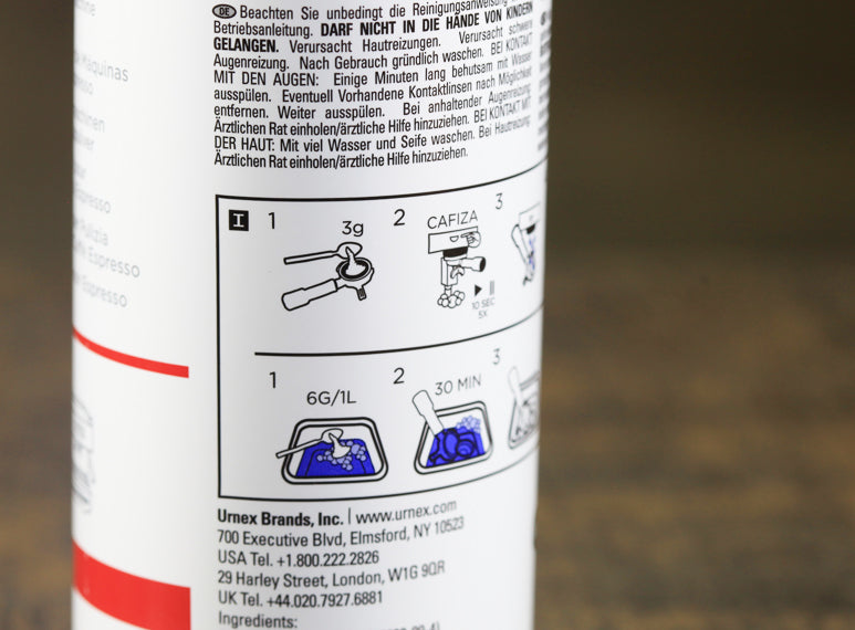 Instructions on the back of the canister